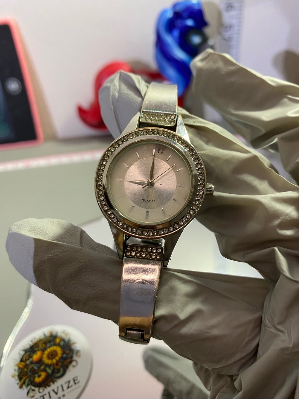 PRECISION Women's Silver-Tone Crystal Accent Watch